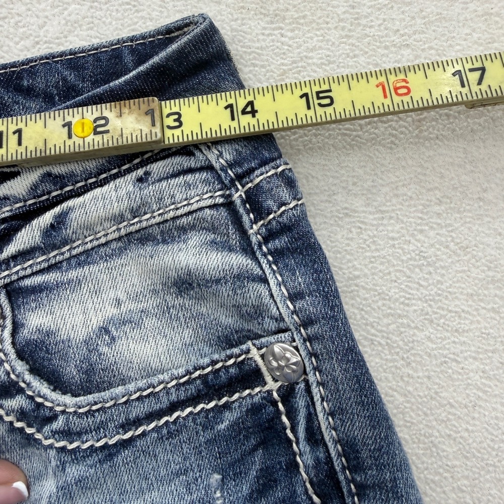 Miss Me Skinny Jeans Women 25 Blue Low Rise Distressed Embellished Horseshoe‎ - Picture 8 of 9